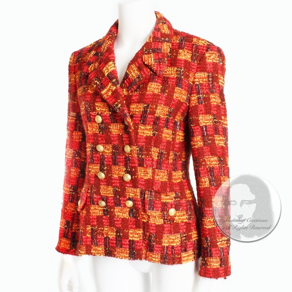 Escada Jacket Blazer Colorful Boucle Wool Mohair Blend Vintage 90s Sz 36 - Picture 5 of 9